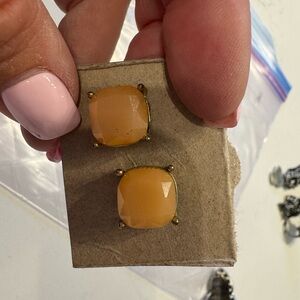 Square Orange Stud Earrings